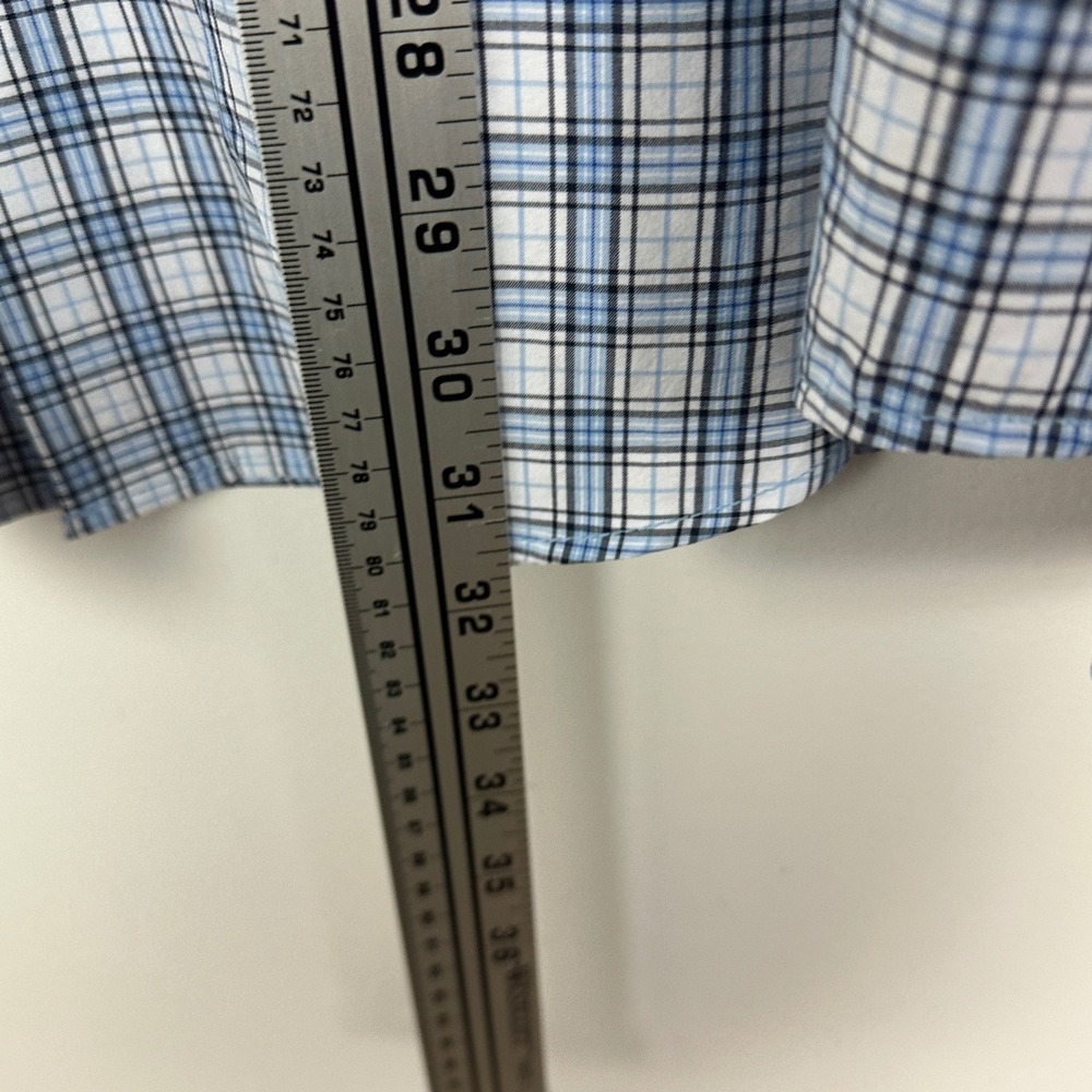 Peter Millar Summer Comfort Crown Long Sleeve Collared Shirt Blue Plaid Size XL - Picture 9 of 14